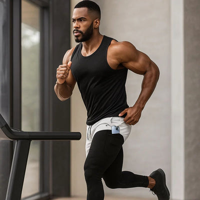 FlexStride | Men's 2-in-1 Running Shorts – Compression Support – Breathable Quick-Dry Fabric – Ideal for Gym & Fitness