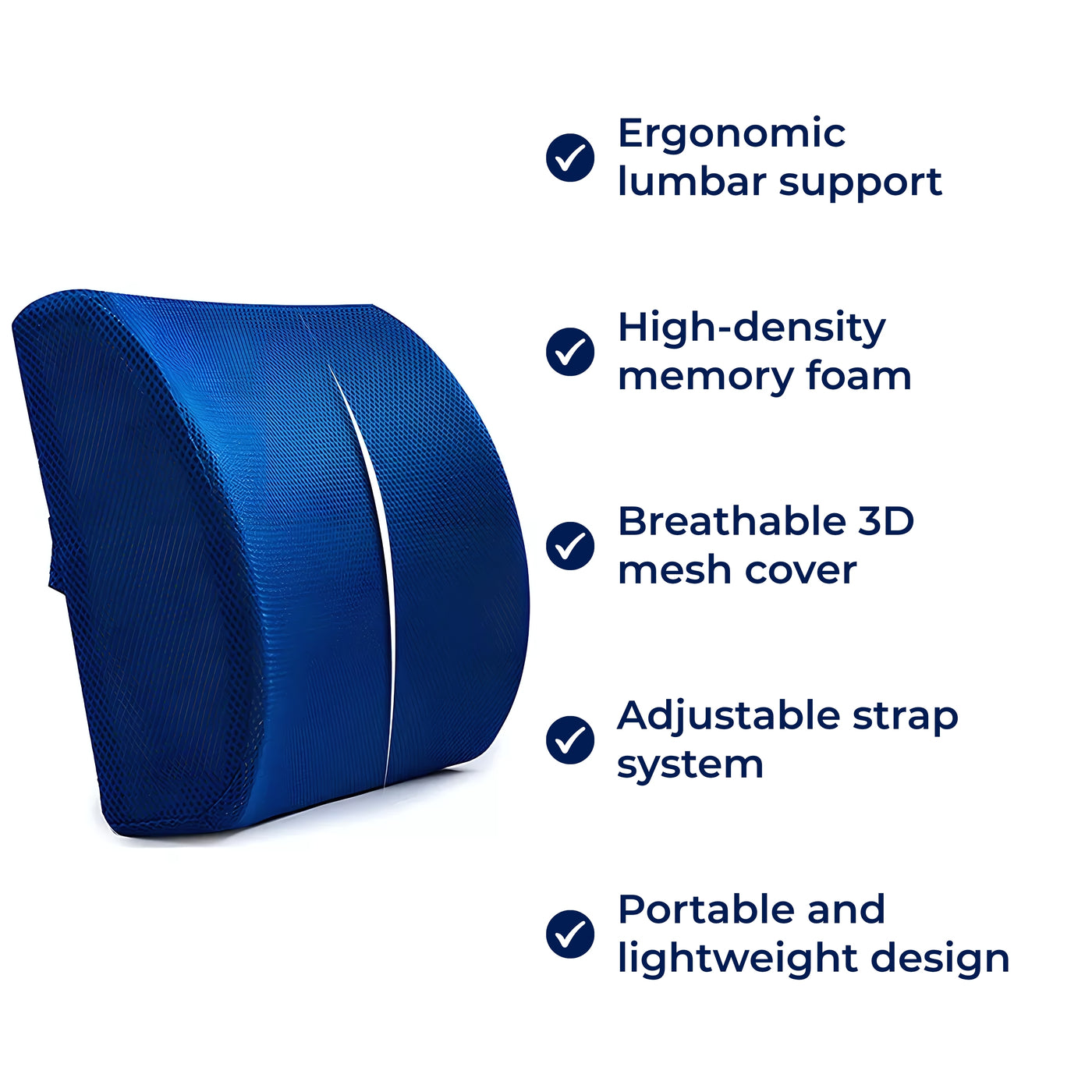 DriveEase | Car Lumbar Support Cushion – Memory Foam Relief – Breathable Mesh – Ideal for Commute & Long Drives