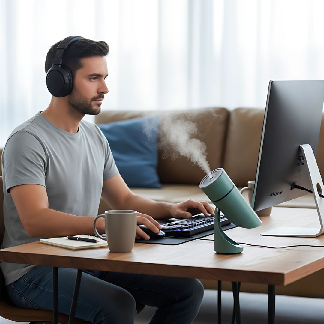 AeroMist | Portable Aromatherapy Humidifier – Ultra Quiet – 90° Tilt Rotation – Relieves Dry Air & Enhances Sleep in Bedroom or Office