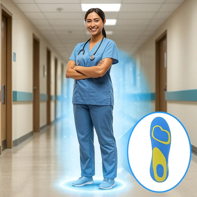 StrideEase | Arch Support Gel Insoles – Plantar Fasciitis Relief – Self-Adhesive Gel Cushioning – Everyday Comfort for Flat-Footed Walkers