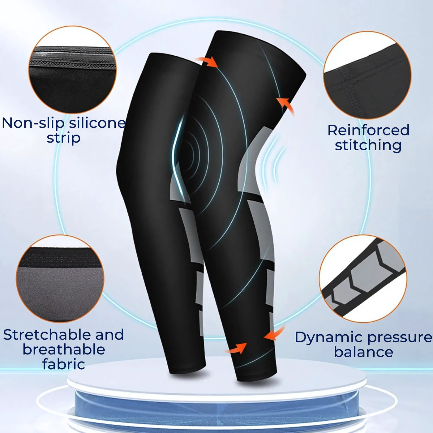 LegVital Full-Leg Compression Sleeve for Optimized Blood Circulation, Muscle Support, and Fast Recovery for Athletes and Versatile Use
