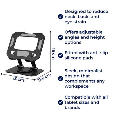 DeskEase | Adjustable Tablet Stand – Ergonomic Comfort – Foldable Anti‑Slip Design – Ideal for Work, Study, Travel & Video Calls