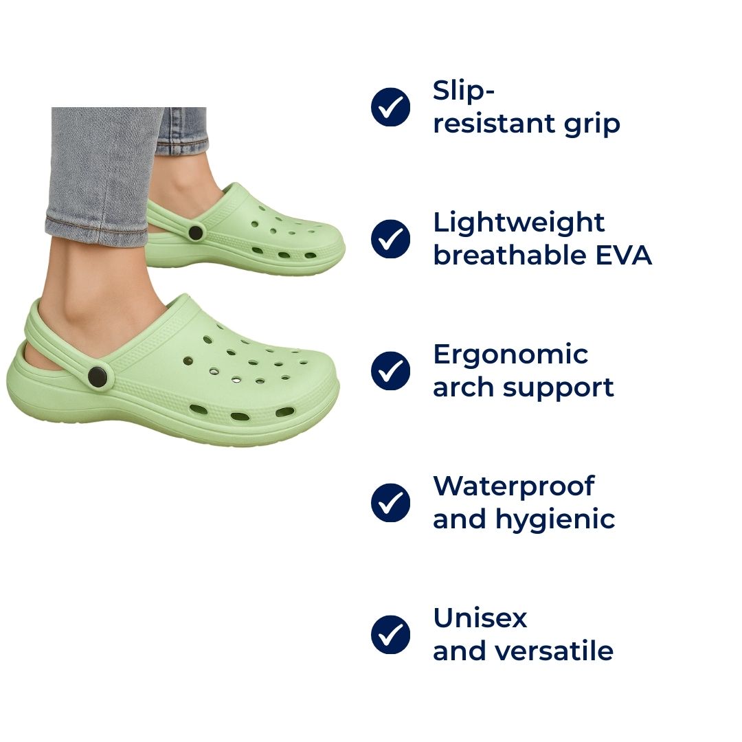 ShiftEase | Nursing Clogs – Slip-Resistant – Breathable EVA – Cushioned Comfort – Pain Relief for Nurses on Long Shifts