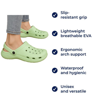 ShiftEase | Nursing Clogs – Slip-Resistant – Breathable EVA – Cushioned Comfort – Pain Relief for Nurses on Long Shifts