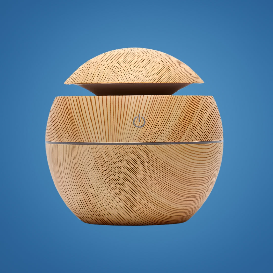 CalmaMist | Essential Oil Diffuser Humidifier – Gentle Quiet Mist & LED Night-Light – Wood Finish – Relieve Dry Air Improve Sleep Boost Comfort