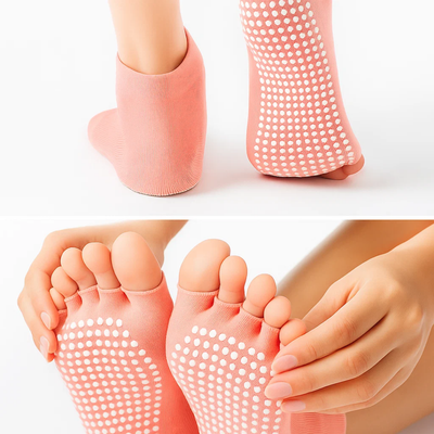 FlowGrip | Non-Slip Yoga Grip Socks – Open-Toe & Breathable – Rubberised Sole for Women – Stability Balance Comfort in Yoga & Pilates