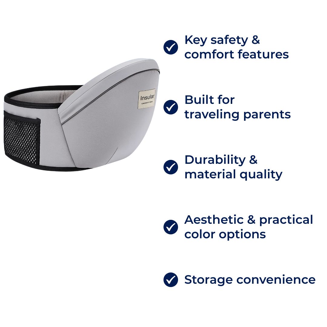 SureCarry | Ergonomic Hip‑Seat Carrier – Even Weight Distribution – Tear‑Resistant Nylon – Hands‑Free Support for Travelling Parents
