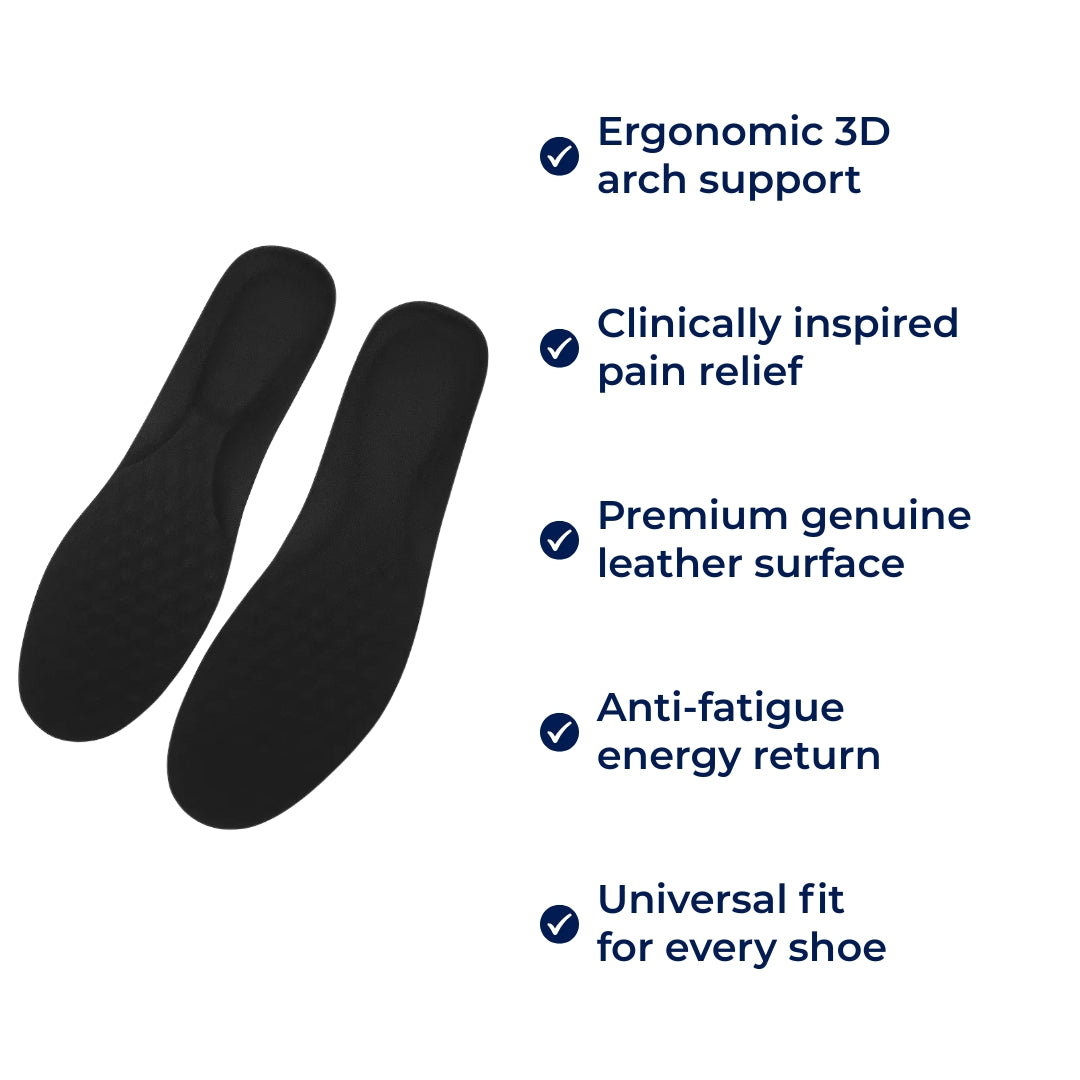 StrideSupport | Arch Support Orthopaedic Insoles – Pain Relief – Leather Breathable – Comfort & Alignment for All-Day Standing & Walking