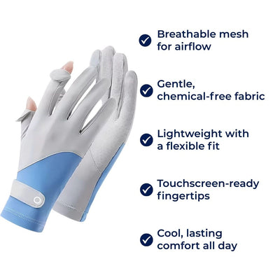 SunGlide | Women's Sun-Protection Gloves – UPF 50+ UV Defence – Prevent Dark Spots - Breathable Mesh – Driving & Outdoor Use