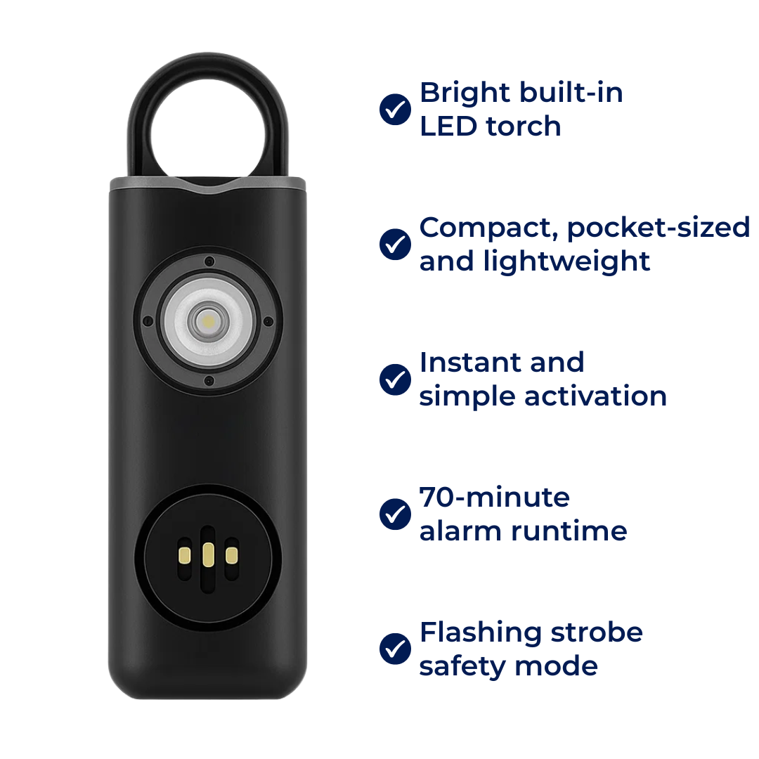 NightGuard | Personal Alarm Keychain – Ultra-Loud 130 dB Siren – Compact LED Torch Safety Device – For Night-Walkers Students & Commuters