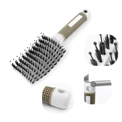 GleamGlide | Detangling Hair Brush – Quick Knot‑Free Detangling – Nylon Bristles with Scalp Massage Tips – For Thick or Curly Hair