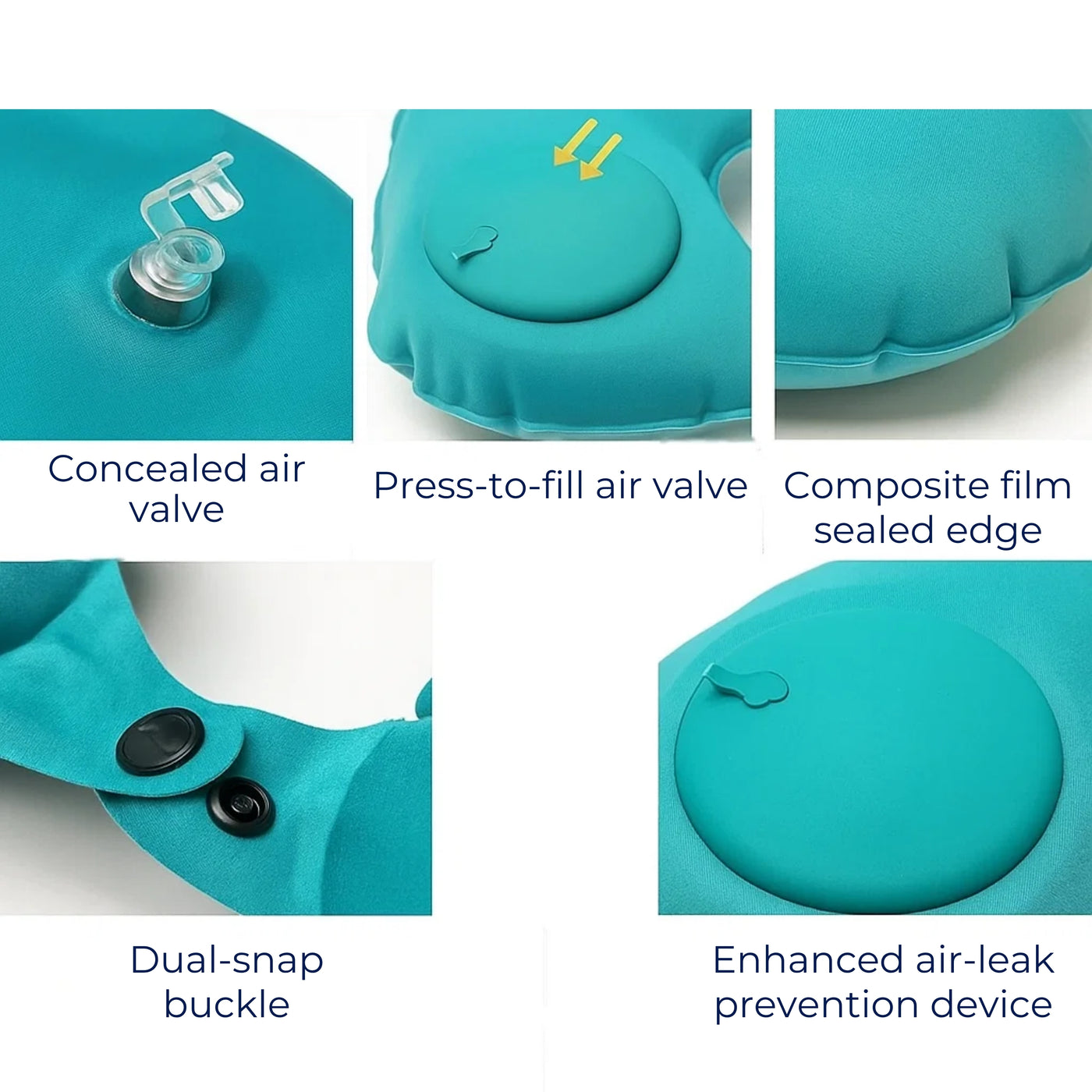 TravelThrive | Inflatable Travel Neck Pillow – Adjustable Firmness – Soft Velvet Cover – Neck Pain Relief – Compact for All Journeys
