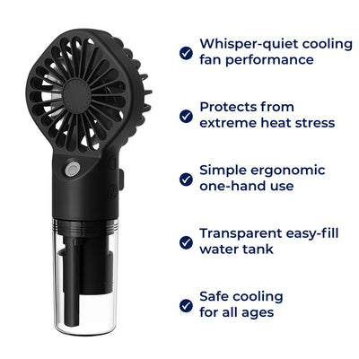 CoolMist | Misting Handheld Fan – Portable Cooling Mist Spray – Transparent Tank – USB Rechargeable – Beat Heat & Stay Cool Outdoors