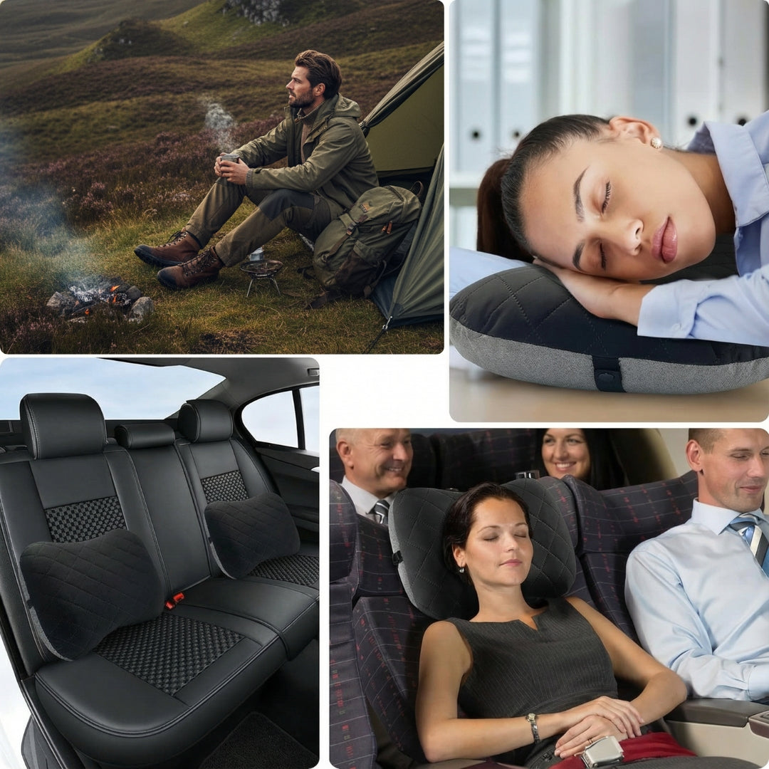 TravelEase | Travel Neck Pillow – Ergonomic Neck Support – Inflatable & Lightweight – Eases Neck Pain – Compact for Flights & Train