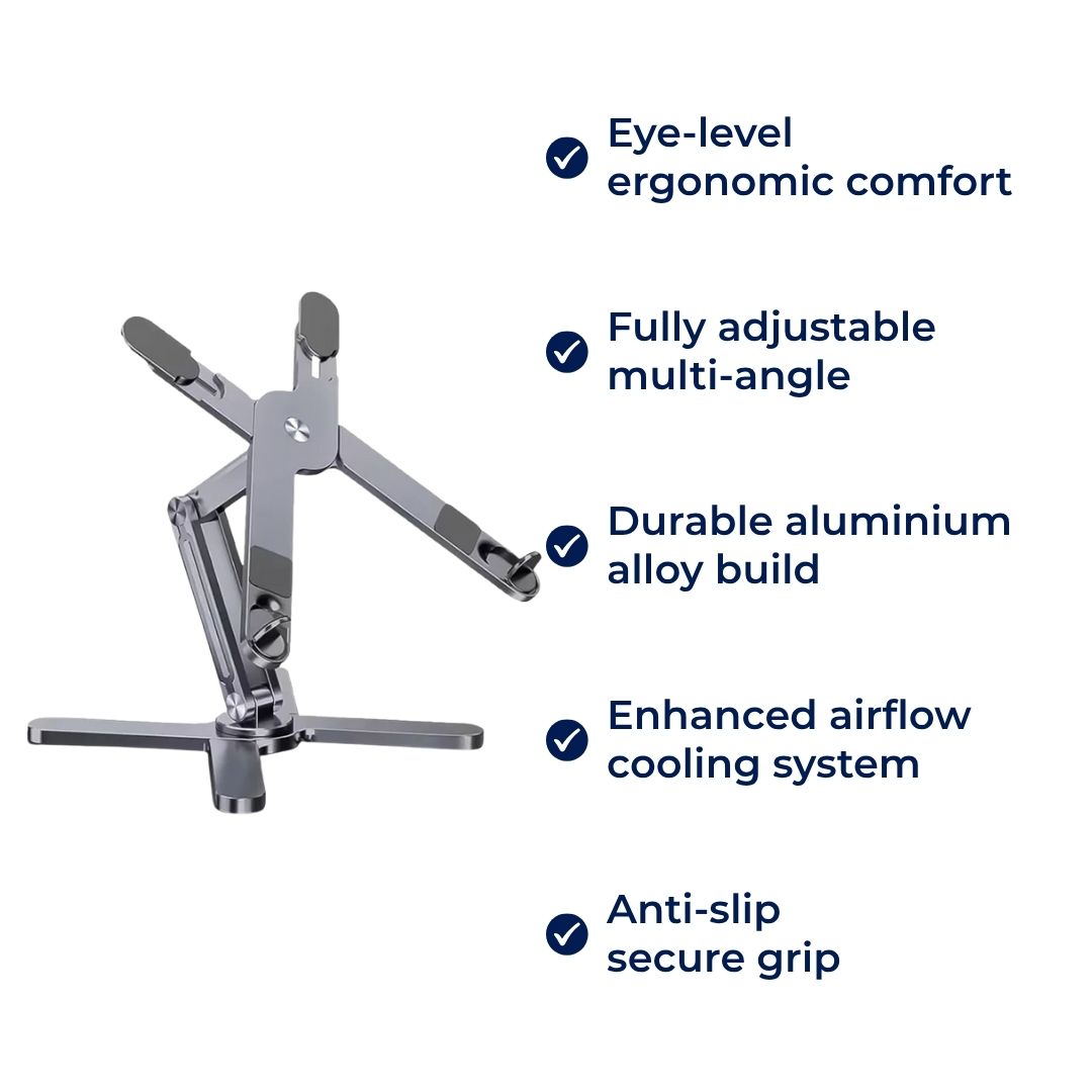 DeskLift | Adjustable Laptop Stand – Ergonomic Elevation – Aluminium Alloy with Ventilation – Reduces Neck Strain & Boosts Comfort