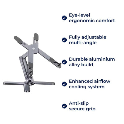 DeskLift | Adjustable Laptop Stand – Ergonomic Elevation – Aluminium Alloy with Ventilation – Reduces Neck Strain & Boosts Comfort