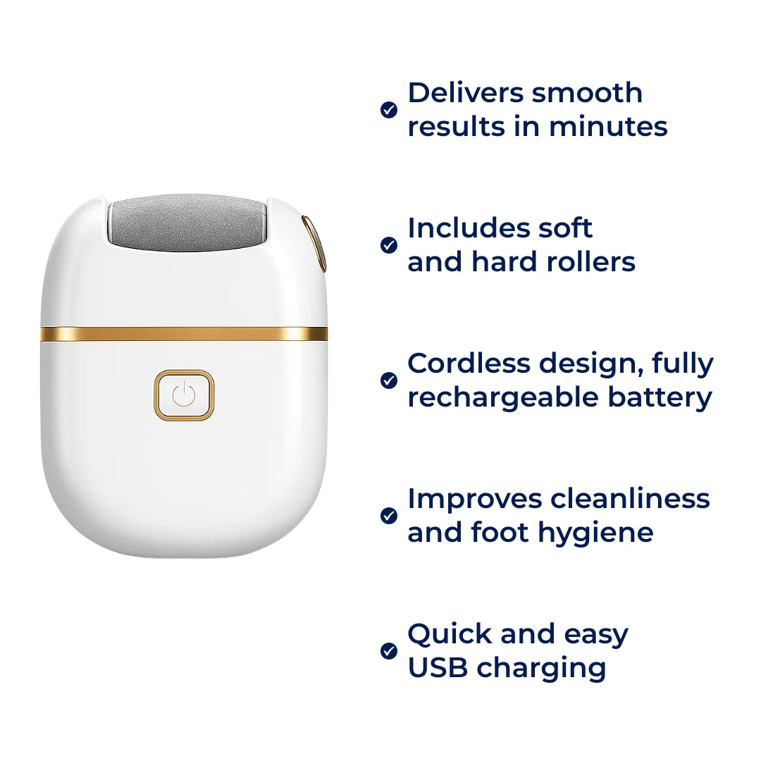 SoleSmooth | Electric Foot File – Callus Remover – Rechargeable Cordless – Heals Cracked Heels – Restores Soft, Smooth Feet at Home