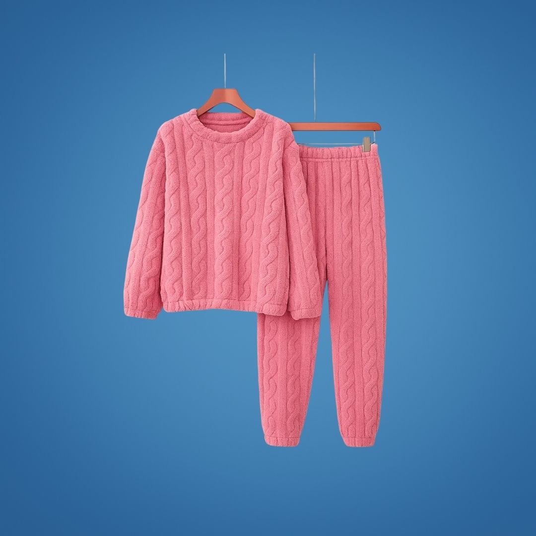 CosyAura | Warm Flannel Pyjamas – Thermal Insulation – Extra-Thick Soft Fabric – Women’s Winter Loungewear for Cosy Sleep and Warm Comfort