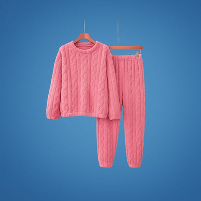 CosyAura | Warm Flannel Pyjamas – Thermal Insulation – Extra-Thick Soft Fabric – Women’s Winter Loungewear for Cosy Sleep and Warm Comfort