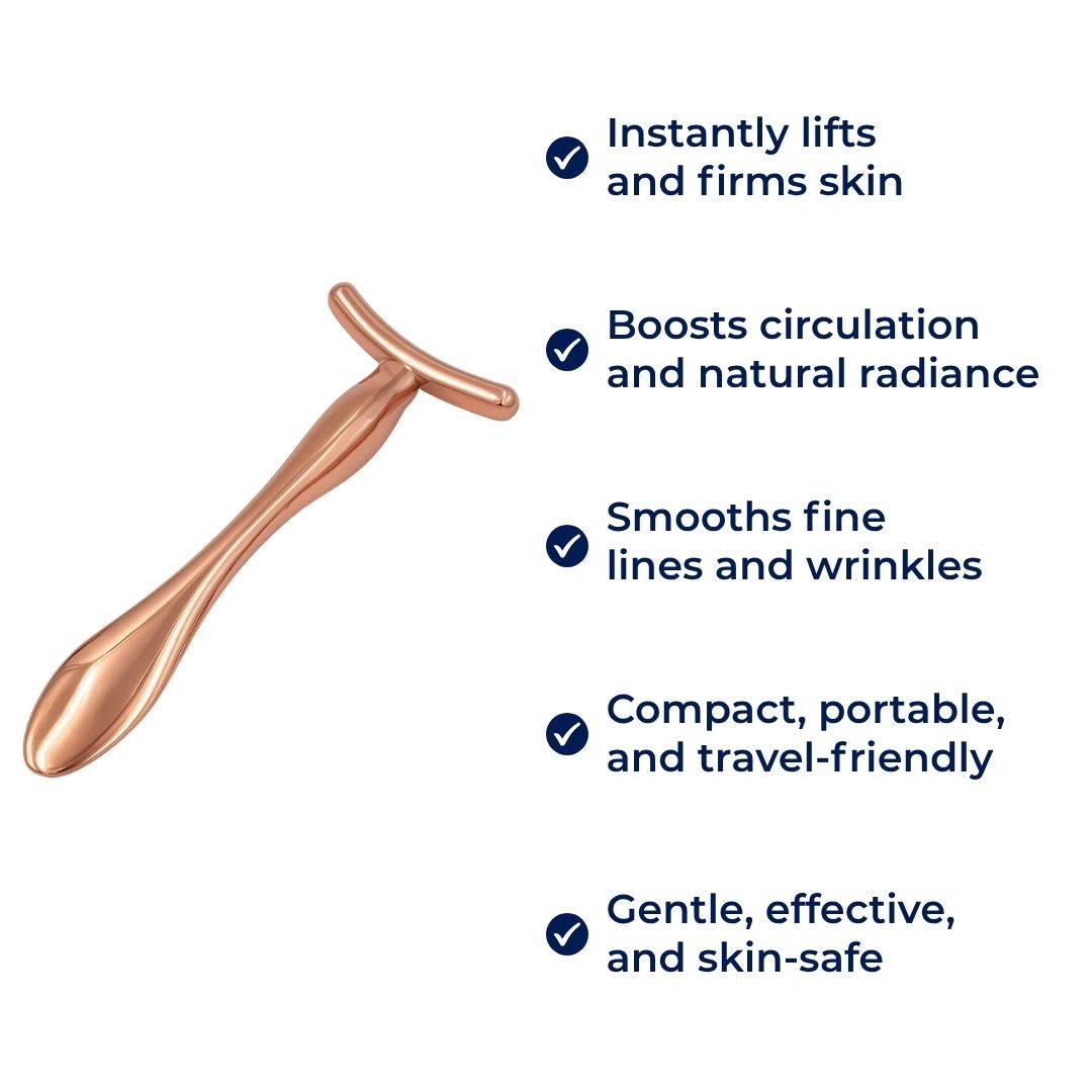 LiftGlow | Face & Eye Massager Tool – Lifts Skin & Reduces Puffiness – Hygienic Scoop-End Design – Portable Daily Anti-Ageing Skincare