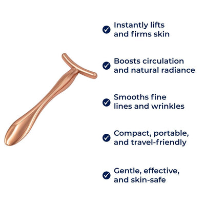 LiftGlow | Face & Eye Massager Tool – Lifts Skin & Reduces Puffiness – Hygienic Scoop-End Design – Portable Daily Anti-Ageing Skincare