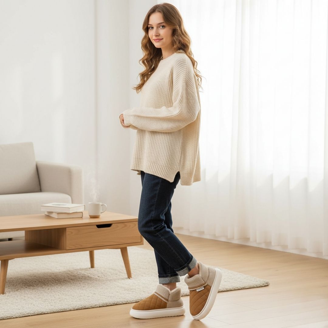 CozyStep | Plush Slipper Shoes – Non-Slip Grip – Thick Cushioned Sole – Indoor Comfort – Warm Supportive Fit for Cosy Relaxing Evenings