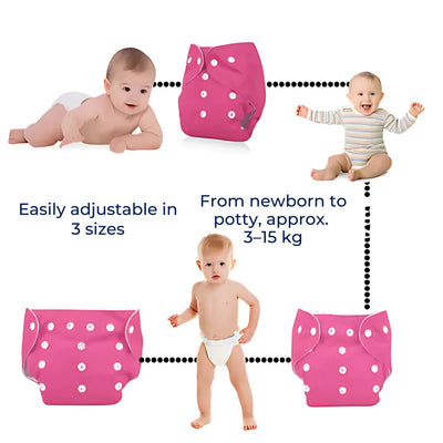 EcoNappie | Reusable Baby Diaper – Waterproof Adjustable Snaps – Soft Breathable Lining – Leak Protection