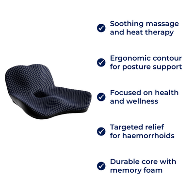 ReliefSeat | Haemorrhoid Seat Cushion – Memory Foam Pressure Relief – Warmth & Vibration Massage – Office Car Long Sitting Comfort
