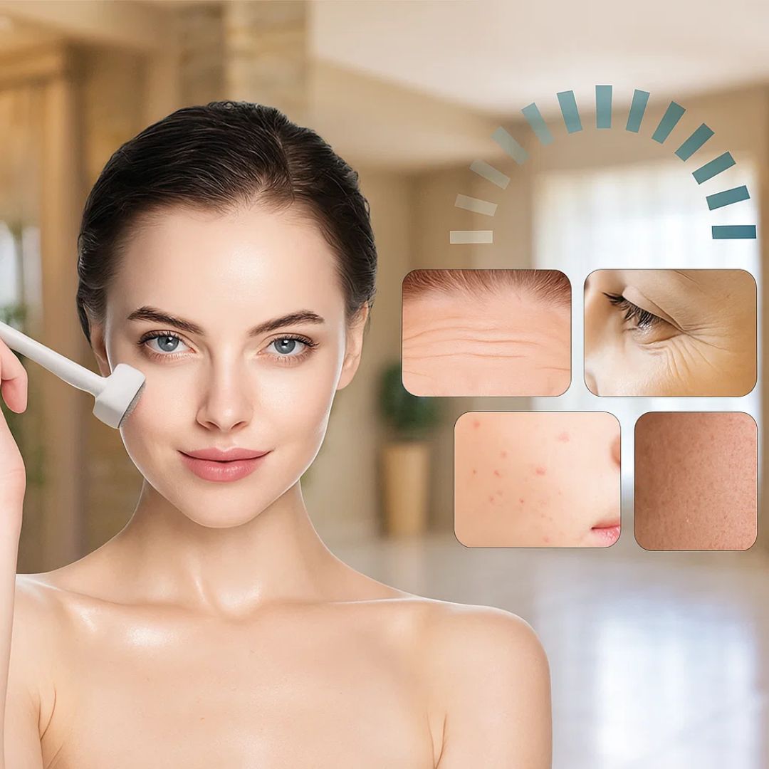 RevitaGlow | Microneedling Derma Stamp – Adjustable Depth – 140 Needles – Skin & Hair Rejuvenation