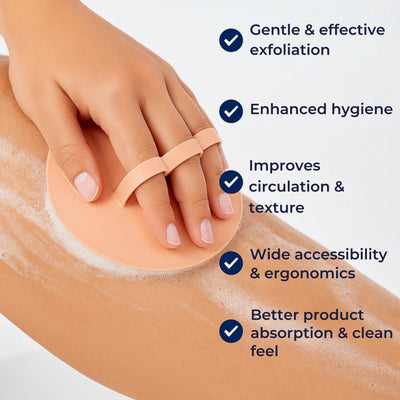 SilkPulse | Silicone Body Scrubber Bath Exfoliating Brush – Hygienic Deep Cleanse – Soft Silicone Bristles – Sensitive Skin Users