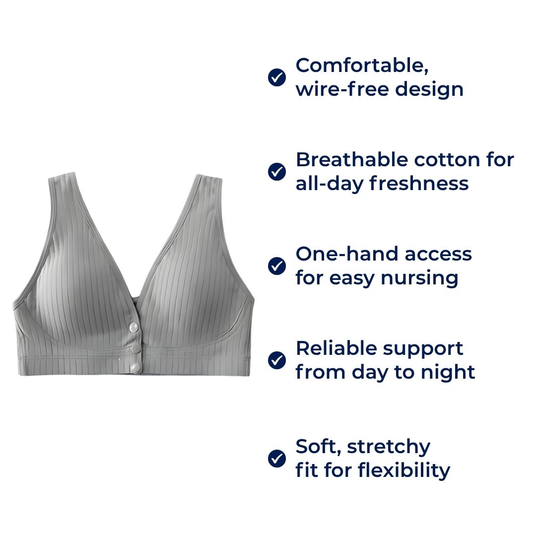 SoftNurse | Nursing Bra – Wire-free Comfort – Breathable Cotton – Easy One-Hand Access – All-Day Support for Breastfeeding Mothers