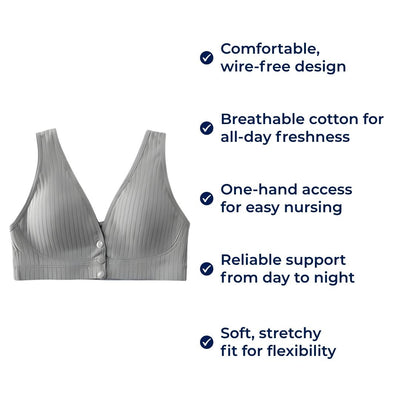 SoftNurse | Nursing Bra – Wire-free Comfort – Breathable Cotton – Easy One-Hand Access – All-Day Support for Breastfeeding Mothers