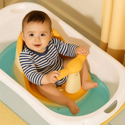 AquaSure | Non‑Slip Baby Bath Seat – Stainless Suction Cups – Premium Soft Cushion – Hands‑Free Parent Use