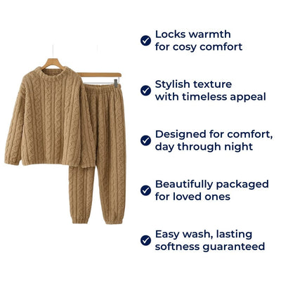 CosyAura | Warm Flannel Pyjamas – Thermal Insulation – Extra-Thick Soft Fabric – Women’s Winter Loungewear for Cosy Sleep and Warm Comfort