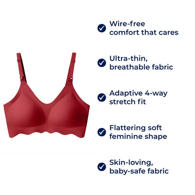 MumEase | Wireless Nursing Bra – One-Hand Snap Access – Ultra-Thin Breathable Support – All-Day Comfort for Breastfeeding Mums