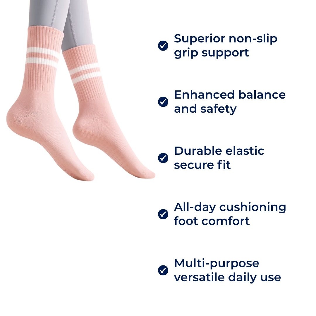 GripCore | Pilates Grip Socks – Non-Slip Traction – Breathable Cushioning – Comfort Fit – Stability & Safety for Women’s Studio Workouts