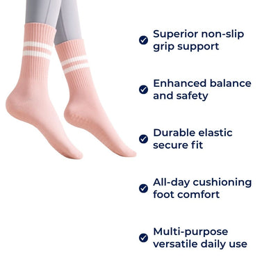 GripCore | Pilates Grip Socks – Non-Slip Traction – Breathable Cushioning – Comfort Fit – Stability & Safety for Women’s Studio Workouts