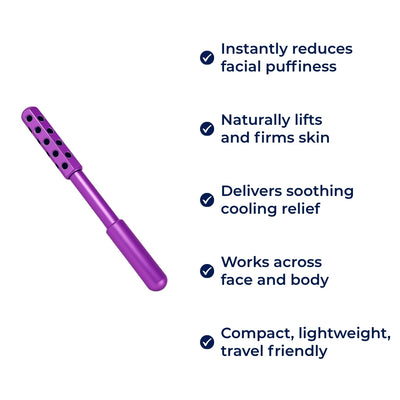 ContourEase | Face Roller Massager – Depuff & Lift Skin – Smooth Metal Cooling Design – Boost Circulation & Glow for Cheeks Neck Face