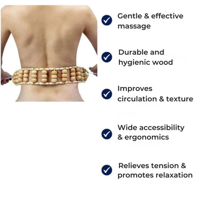 NaturEase | Back Massage Roller – Pain Relief – Solid-Wood Beads – Relieve Muscle Tension – Portable Full-Body Relaxation Tool