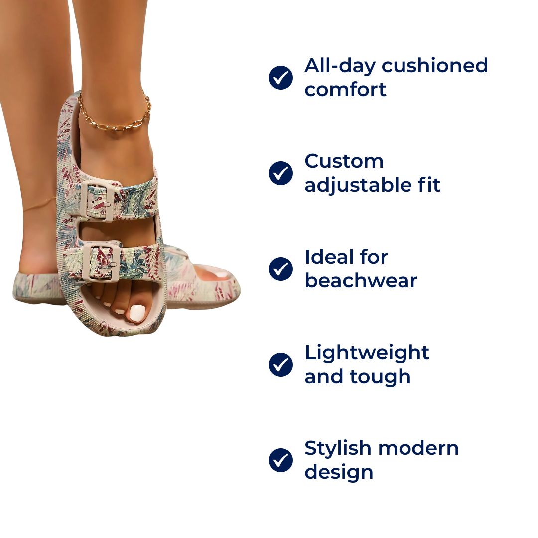 SoleEase | Women's Double Buckle Sandals – Adjustable Fit – Cushioned Footbed – Ideal for Beach & Casual Wear