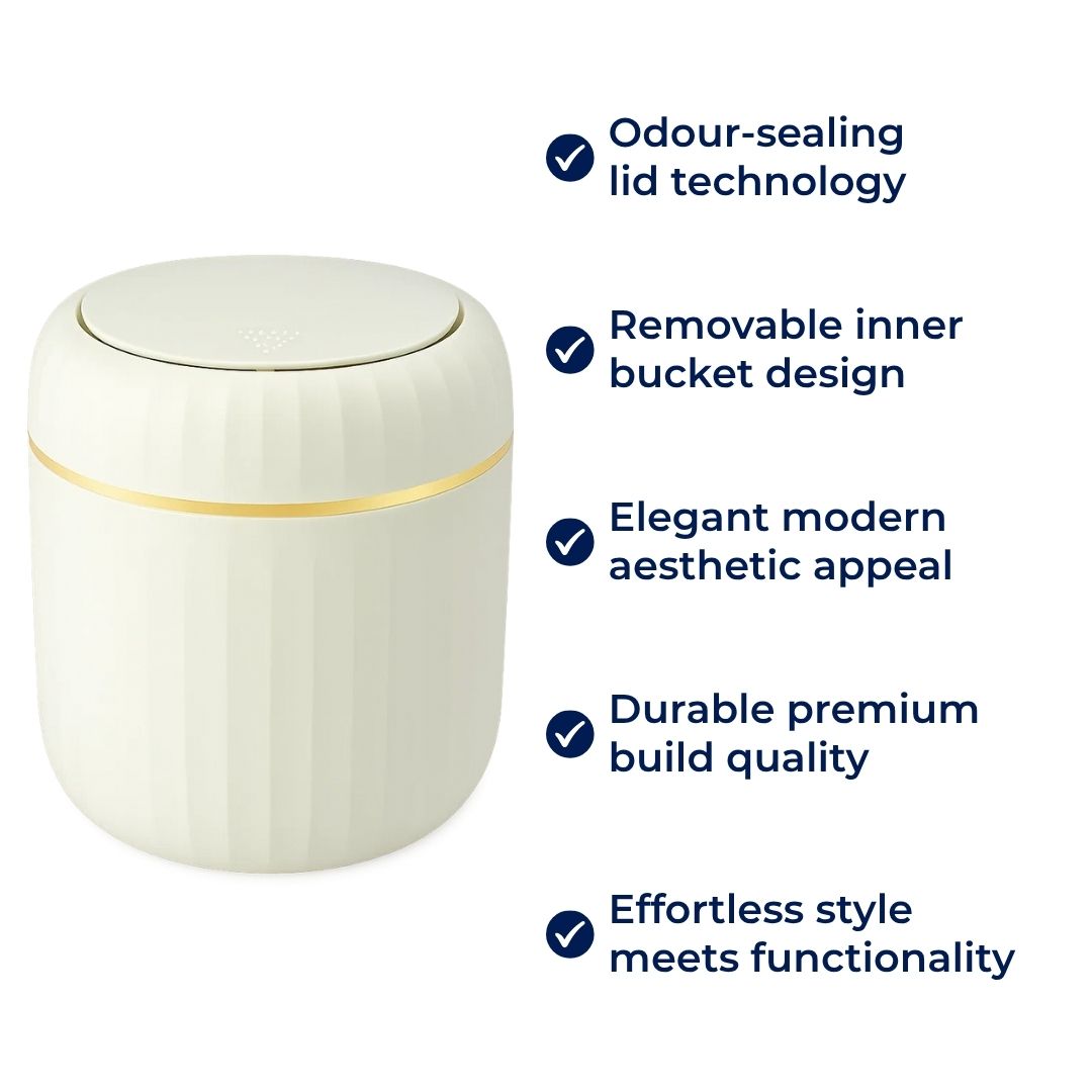 NeatBin | Desktop Bin – Odour-Sealing Lid – Durable Removable Inner Bucket – Compact Space-Saving Design – Keeps Desks Clean & Fresh