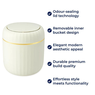 NeatBin | Desktop Bin – Odour-Sealing Lid – Durable Removable Inner Bucket – Compact Space-Saving Design – Keeps Desks Clean & Fresh