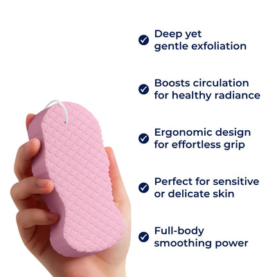 SmoothSkin | Exfoliating Body Scrubber Sponge – Removes Dead Skin & Boosts Circulation – Soft Quick-Dry Design – Gentle for Sensitive Skin