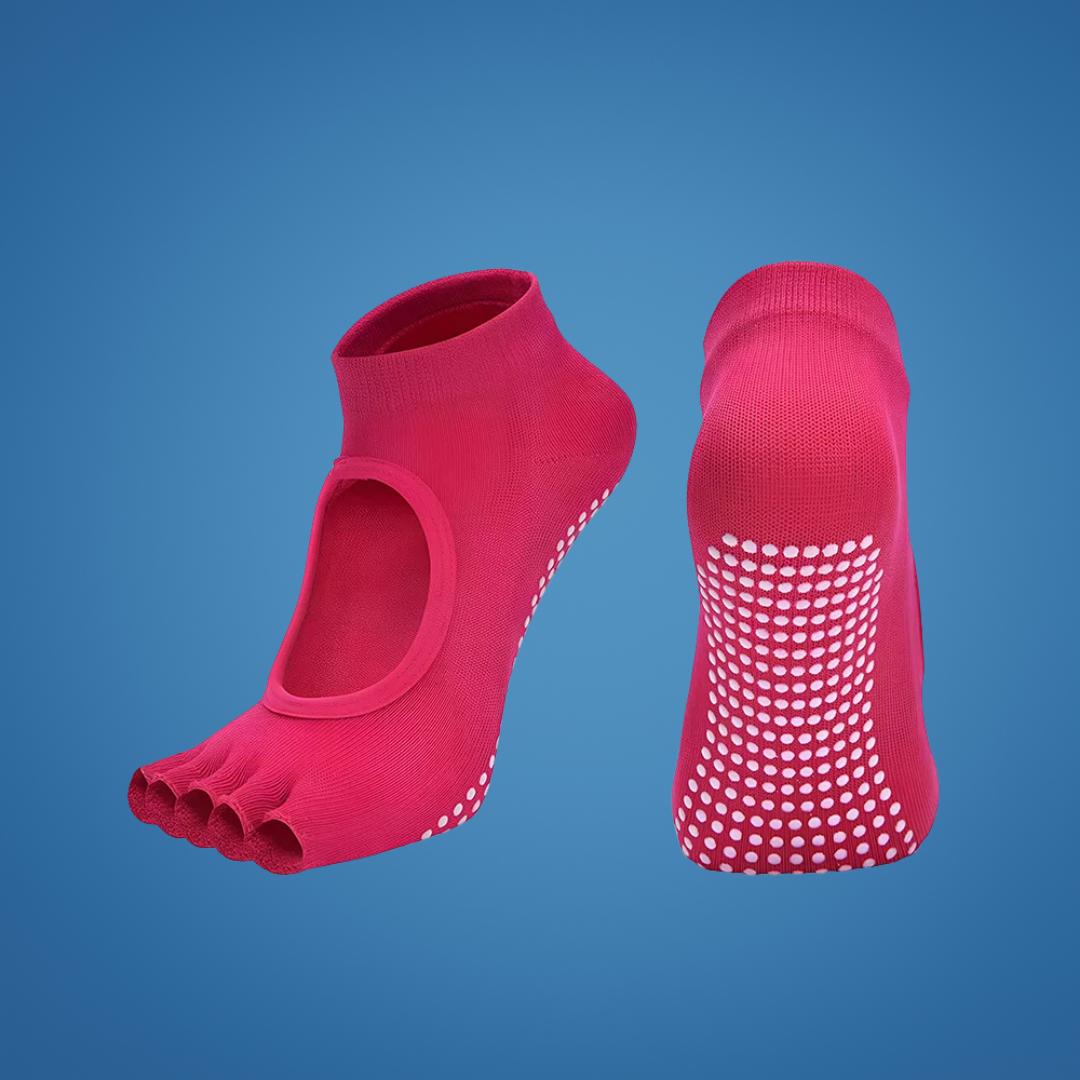 FlowGrip | Non-Slip Yoga Grip Socks – Open-Toe & Breathable – Rubberised Sole for Women – Stability Balance Comfort in Yoga & Pilates