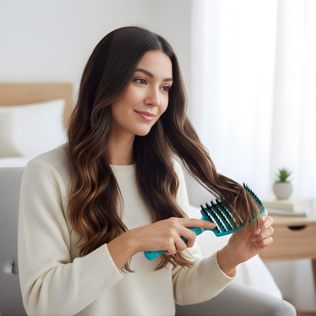 GleamGlide | Detangling Hair Brush – Quick Knot‑Free Detangling – Nylon Bristles with Scalp Massage Tips – For Thick or Curly Hair