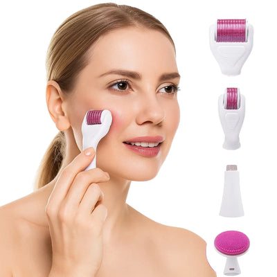 DermaGlow Microneedling Derma Roller Kit – Anti-Ageing – Titanium Needles – Home Skincare for Women