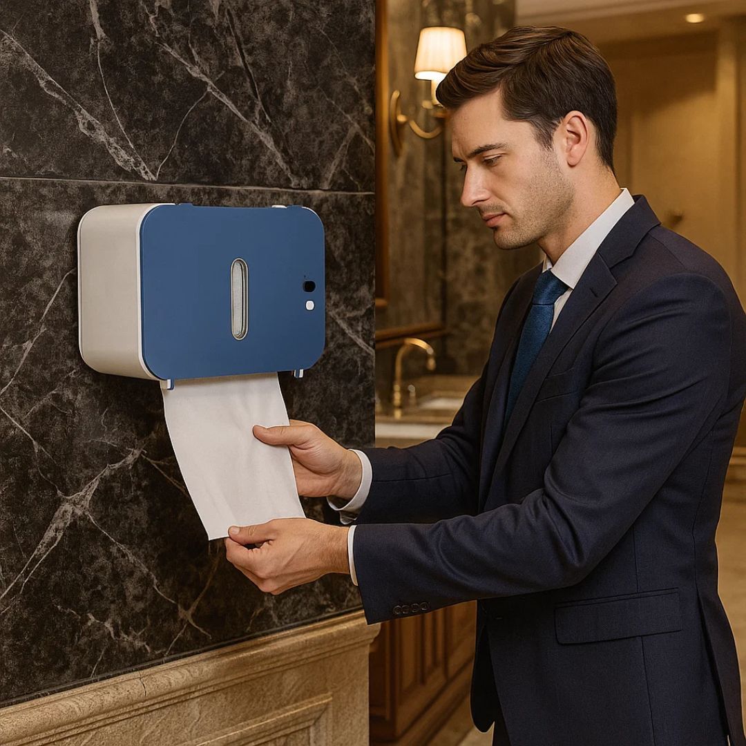 CleanGuard | Touch‑Free Toilet Roll Dispenser – Sensor‑Activated – Auto‑Fold Cut – For Busy Washrooms
