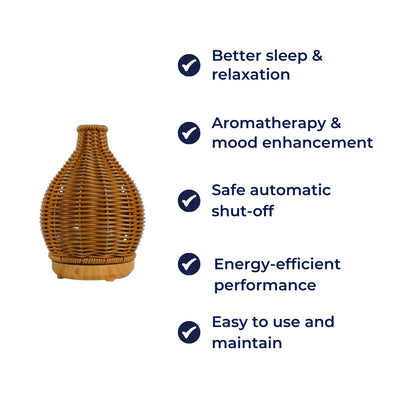 CalmMist | Humidifier & Essential-Oil Diffuser – Dry-Air Relief for Bedroom & Nursery – Quiet USB 5 V – 80 ml Stylish Vase Design