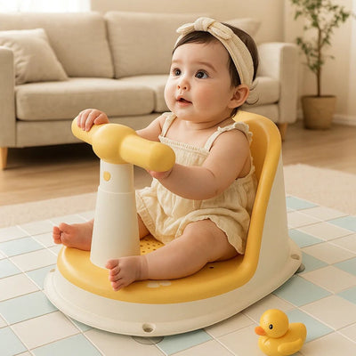 AquaSure | Non‑Slip Baby Bath Seat – Stainless Suction Cups – Premium Soft Cushion – Hands‑Free Parent Use