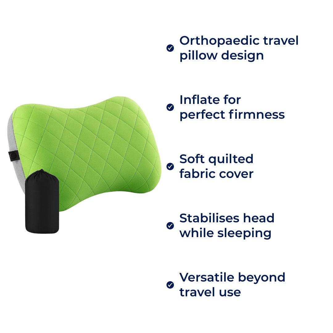 TravelEase | Travel Neck Pillow – Ergonomic Neck Support – Inflatable & Lightweight – Eases Neck Pain – Compact for Flights & Train
